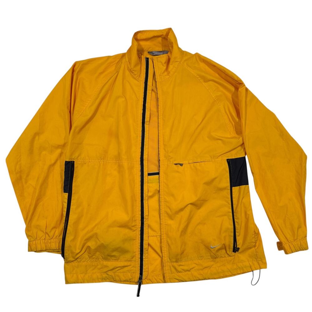 Vintage Nike Yellow Windbreaker Jacket Mens Medium ZipMesh Lined Y2K Outdoor‎